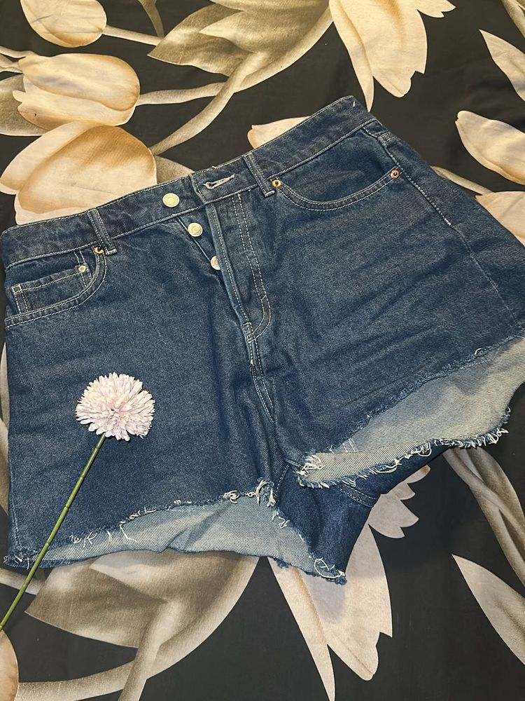 H&M Blue High Raise Shorts