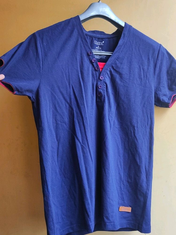 Navy Blue V Neck Tee