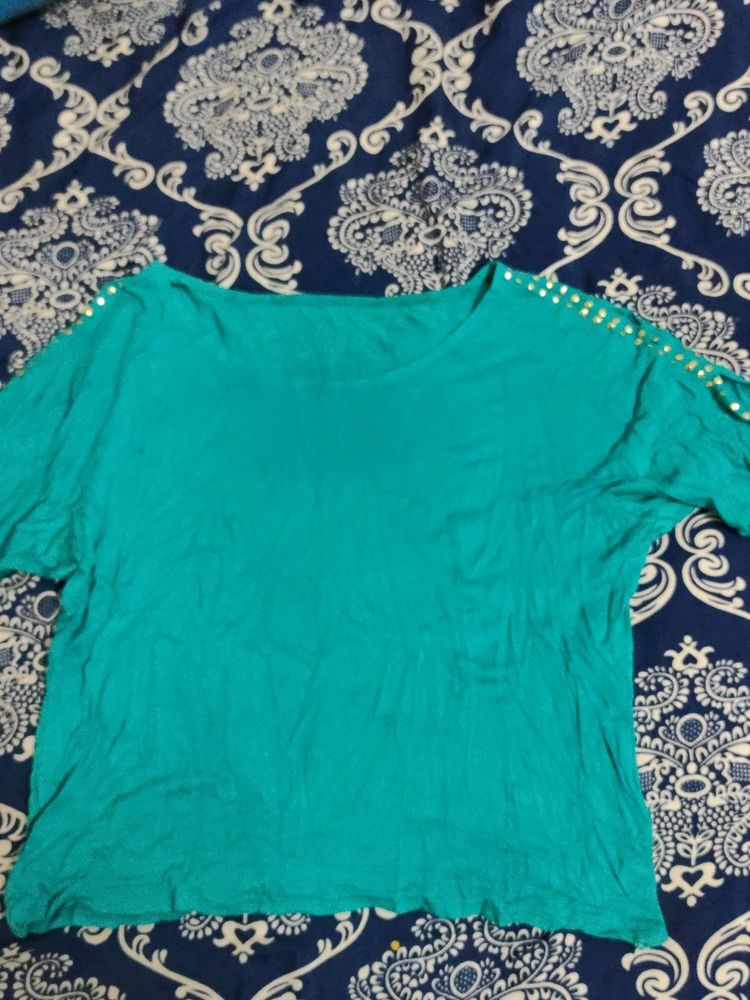 Sea Green Sleeve Design Top