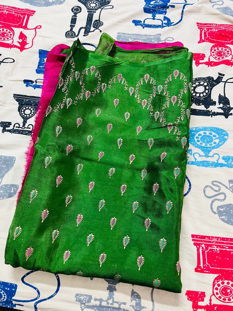 New Satin Silk Foil Print Saree