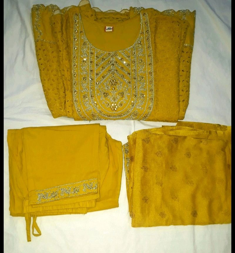 Yellow Anarkali Suit Set