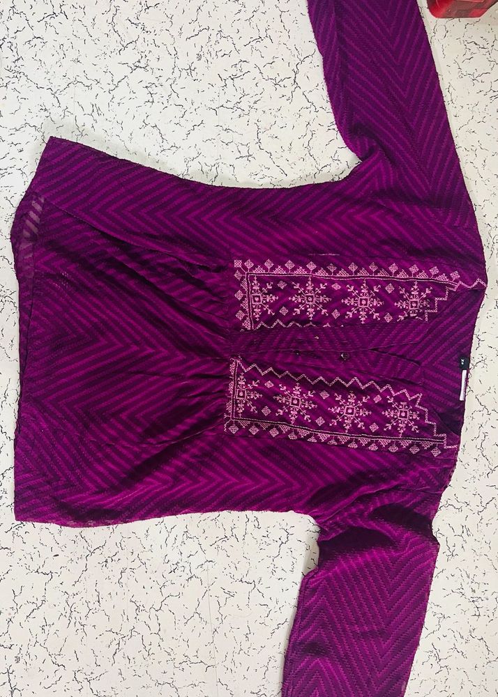 Purple Color Stand Coller Top Size XS