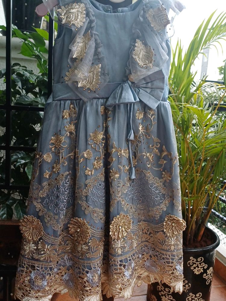 Beautiful Grey Embroidered Gown