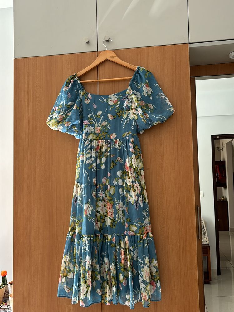 Floral below knee length dress