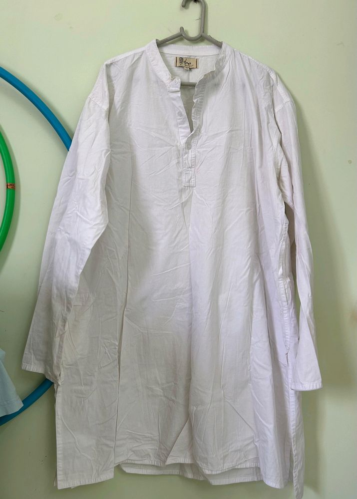 Pure Cotton White Kurta For Men