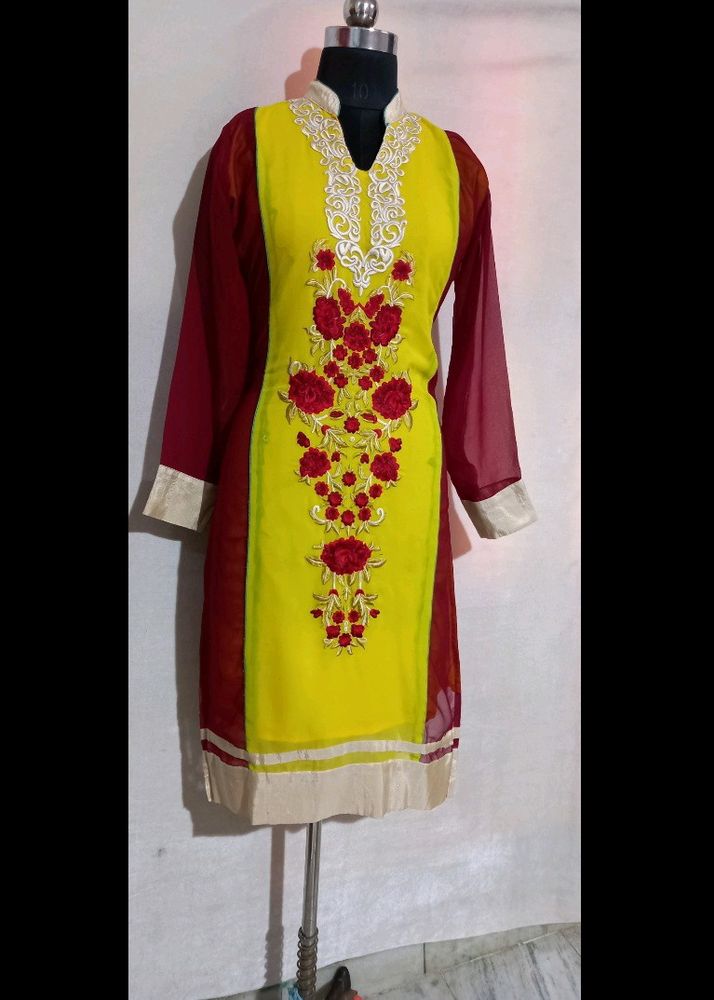 Xl Size Like New Georgette Embroidered Kurti