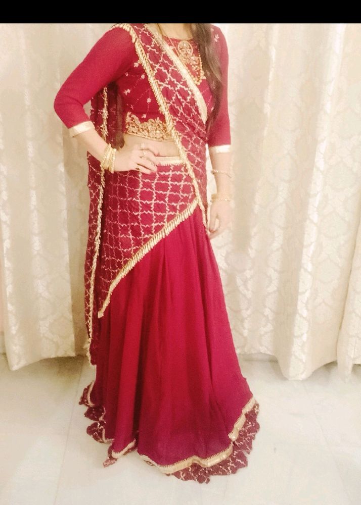 So Beautiful ❤️ Maroon Lahenga Saree