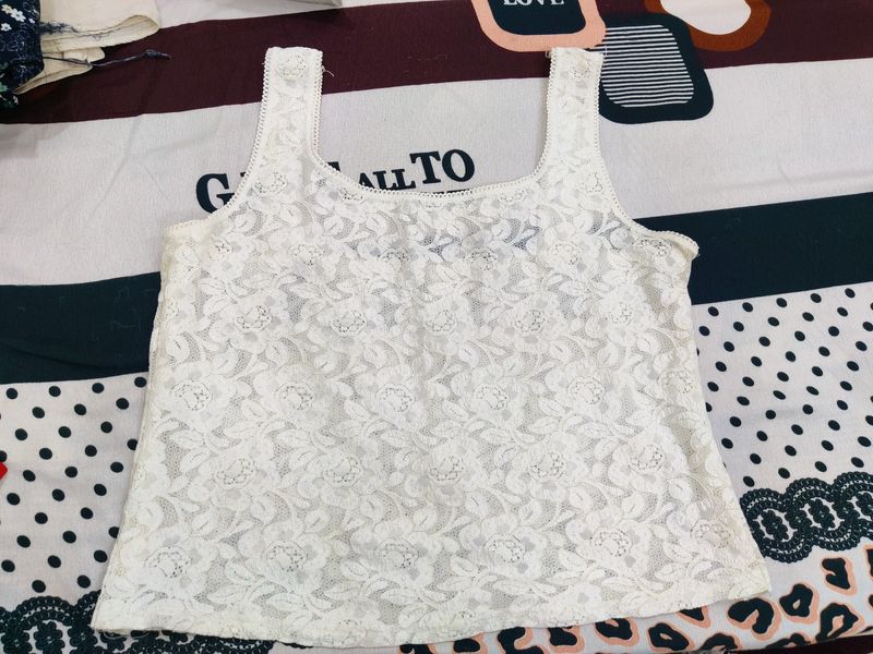 Off White Partywear Crop Top