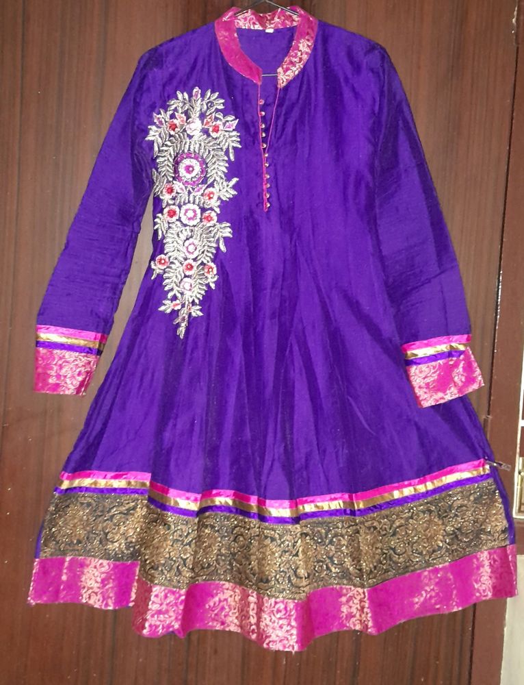 Purple Kurta With Embroidery Work