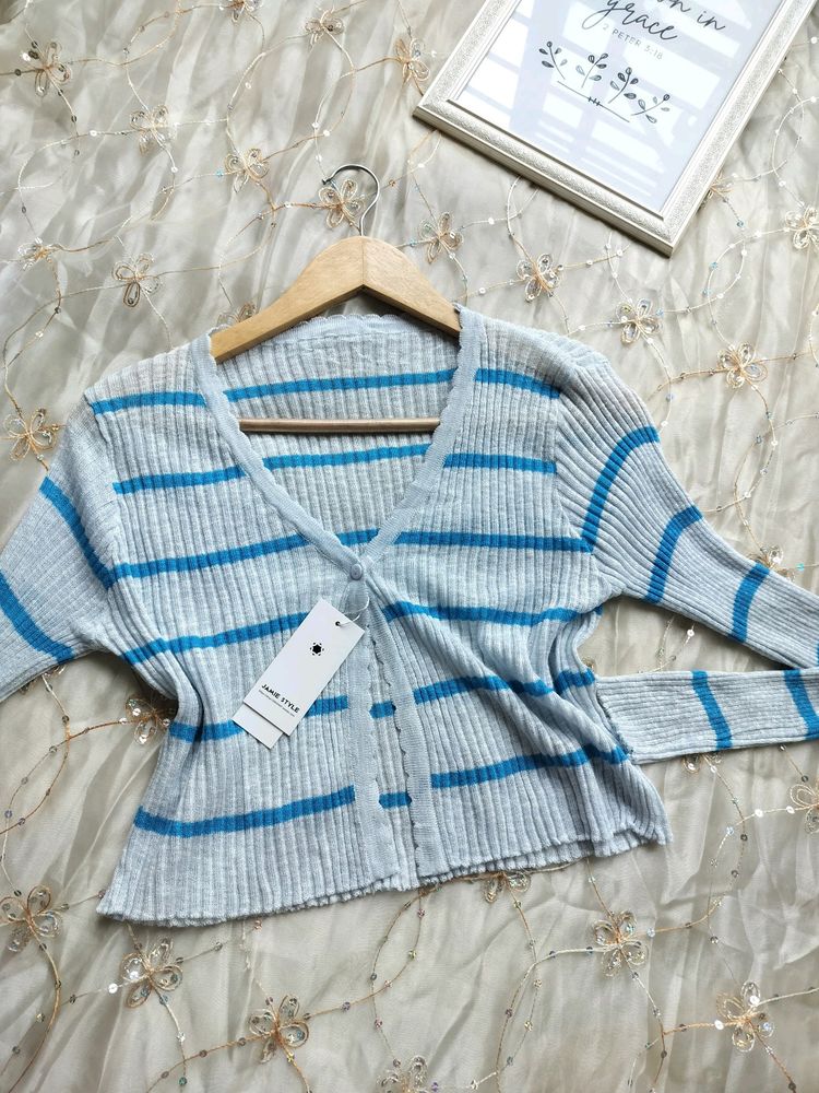 Stripe Thin Crop Sweater