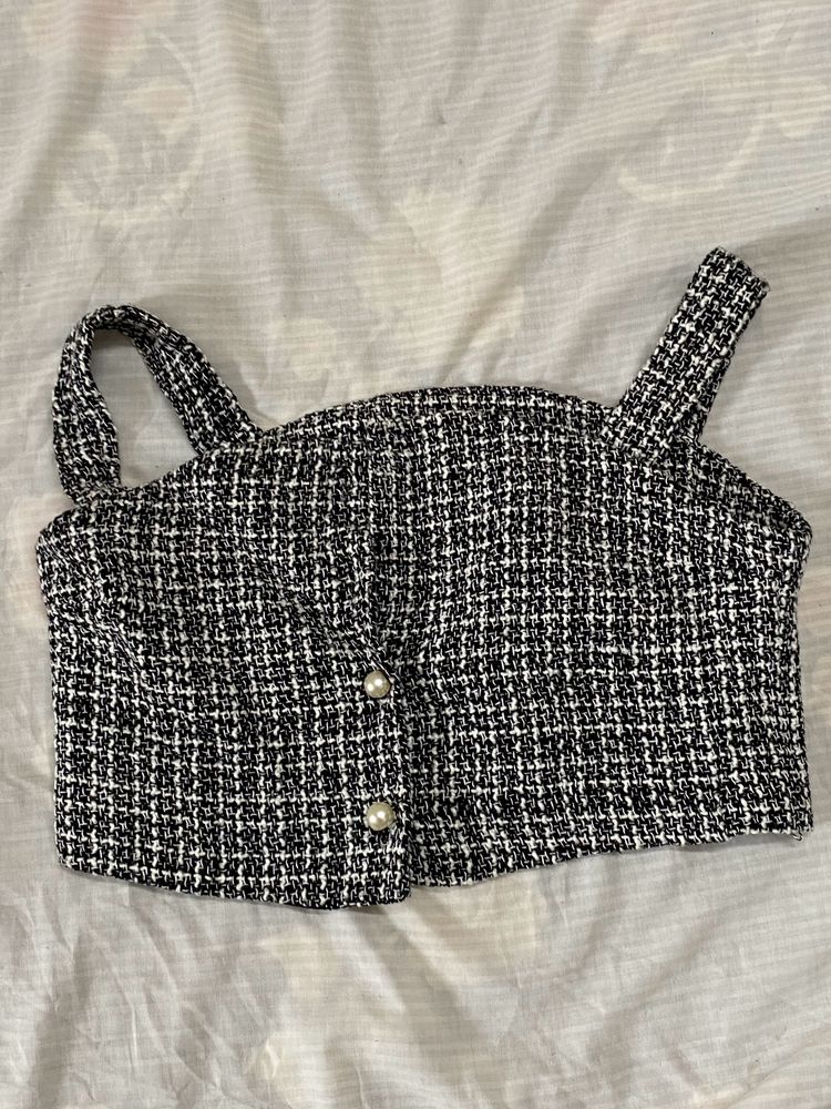 Korean Tweed Crop Top