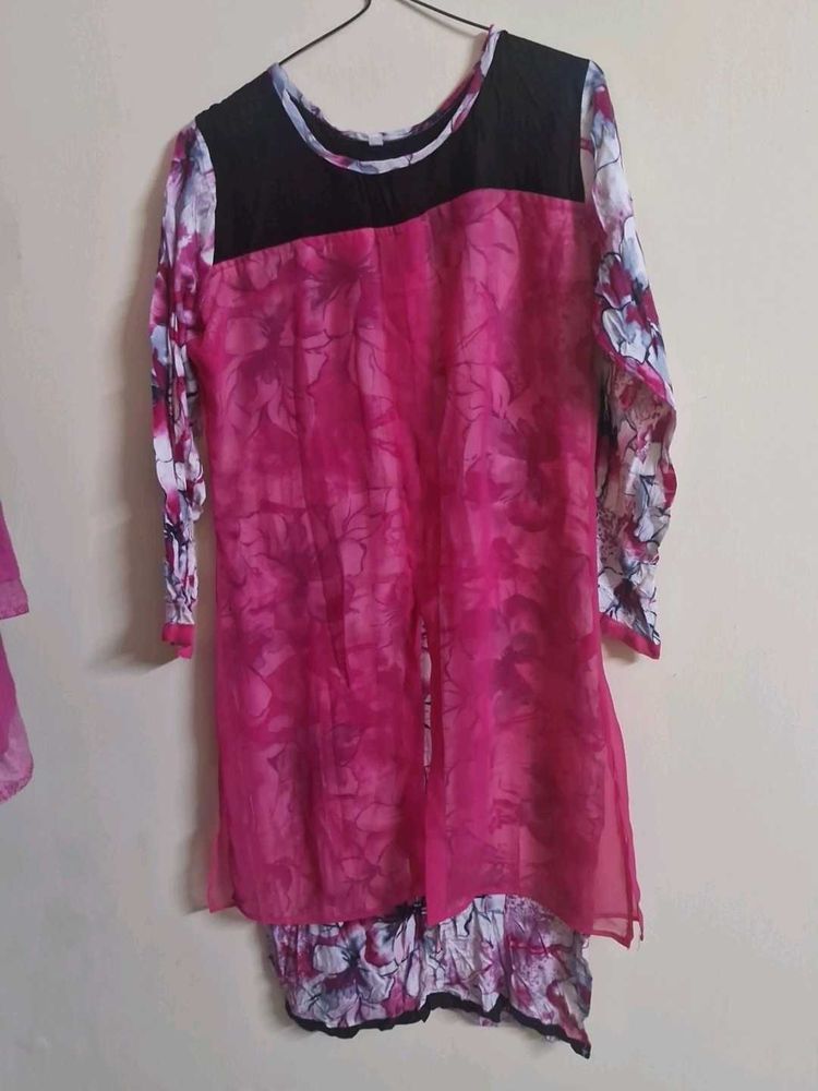 Pink Flowers Kurti