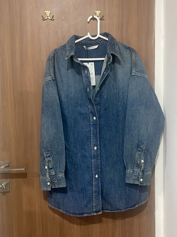 Zara Over Denim Shirt Dress