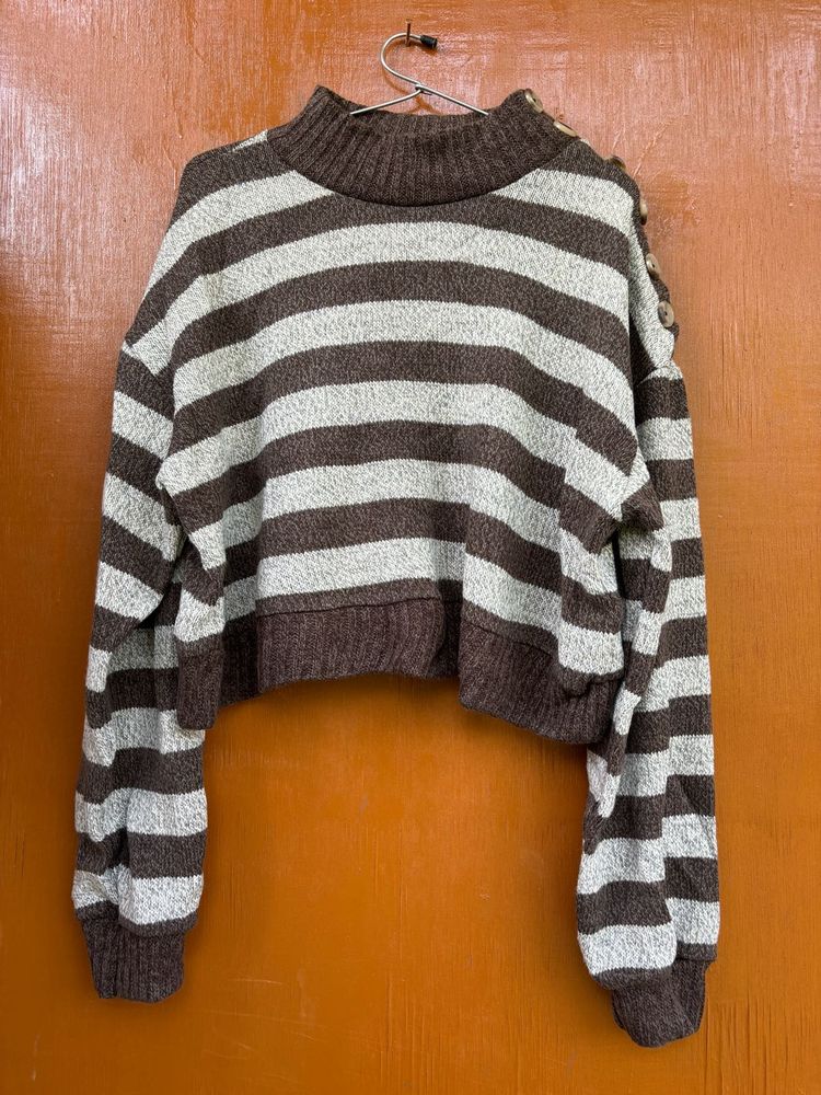 Korean Brown Stripped Sweater