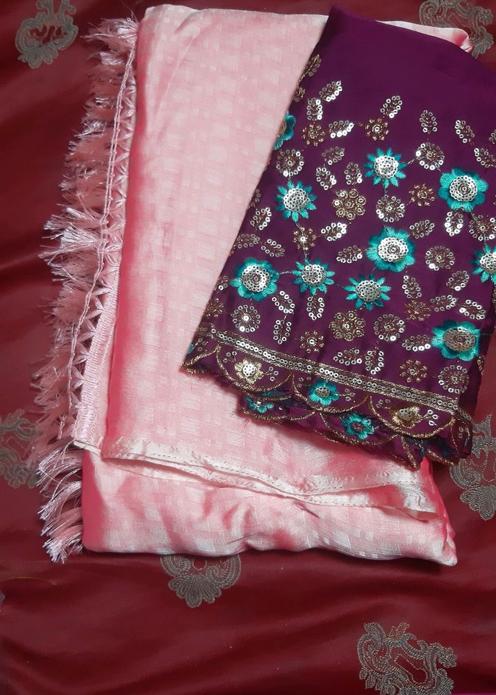 New Pink Saree With Beautyfull Blouse