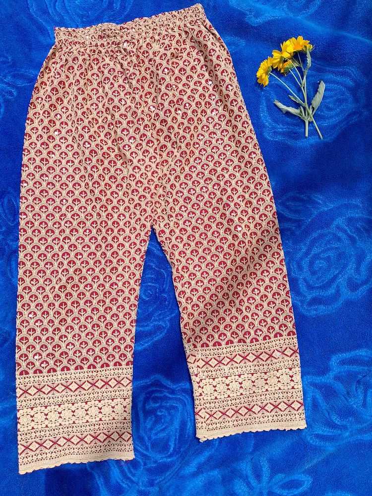 Chikankari Red Trouser.