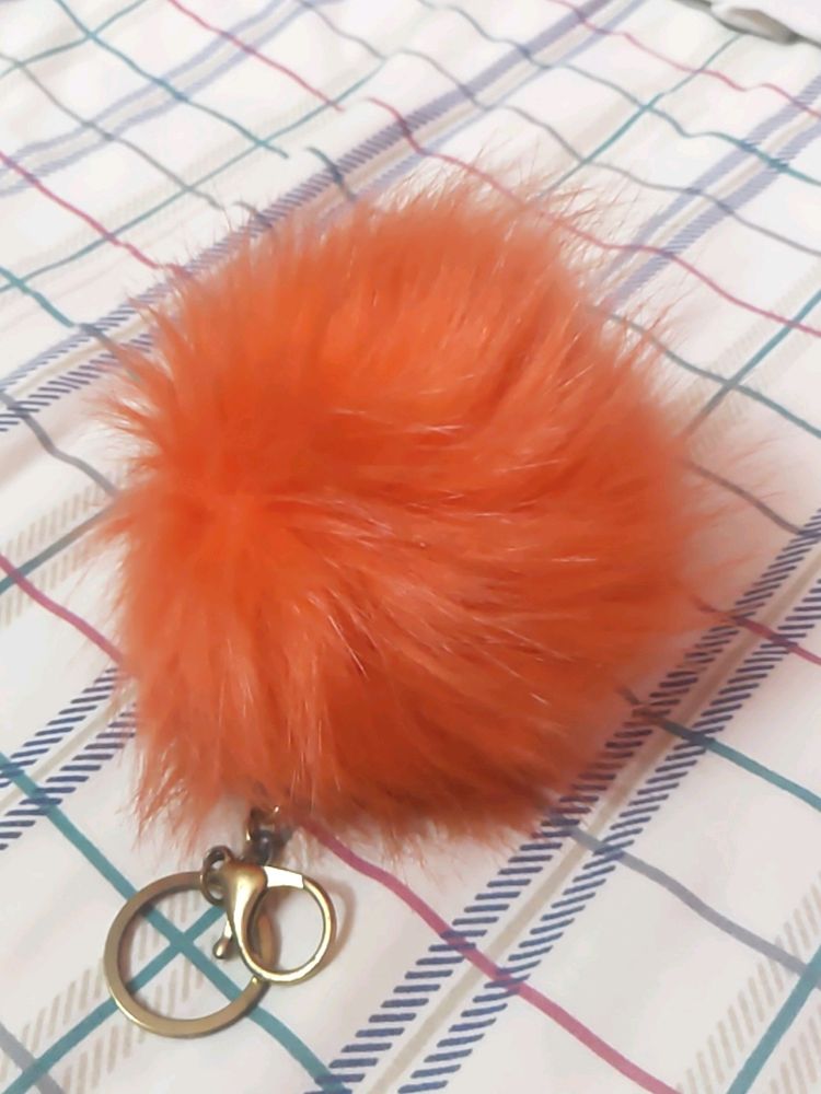 Faux Fur Pompom Handbag Keychain