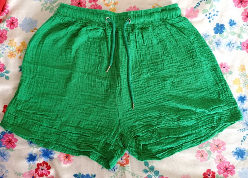 Parrot Green Colour Shorts For Women's