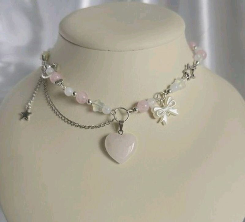 🎀 Heart Bow Necklace Pinterest Coquette Y2k