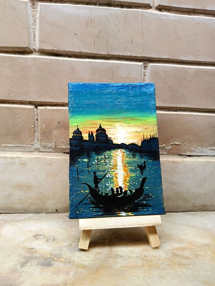 Aesthetic Mini Seascape Painting With Stand