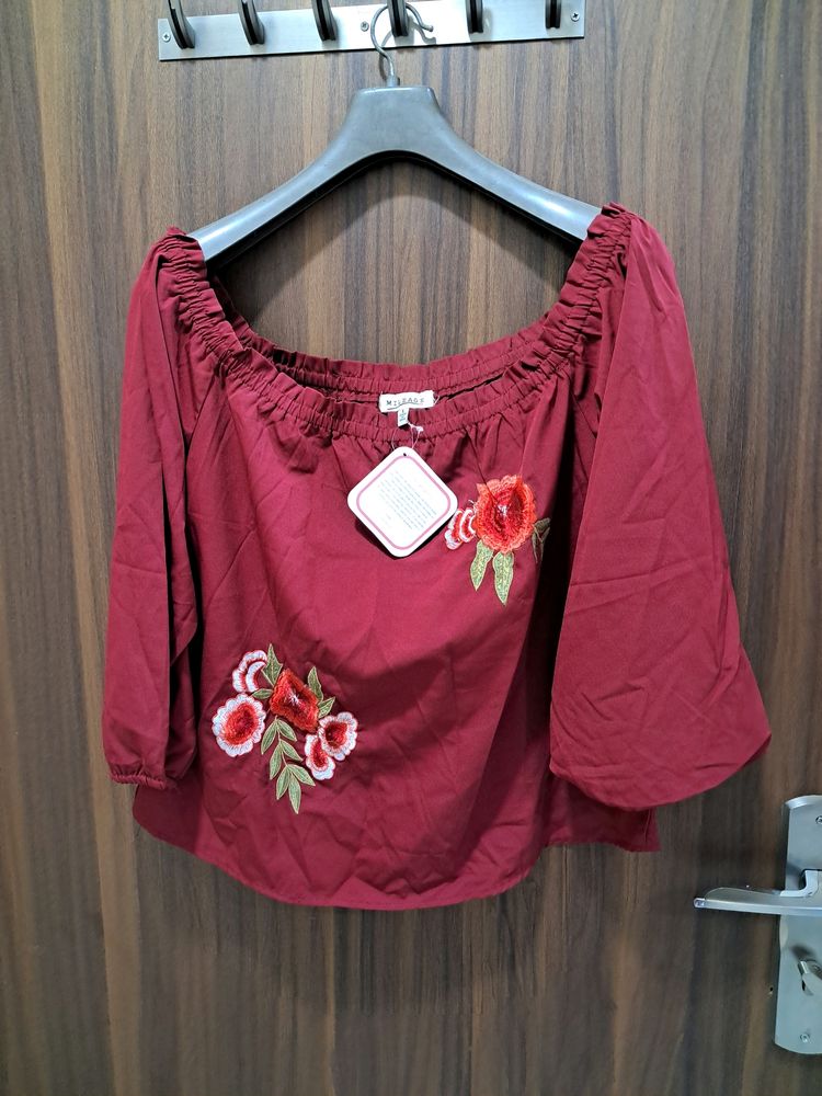 Off Shoulder Applique Work Top