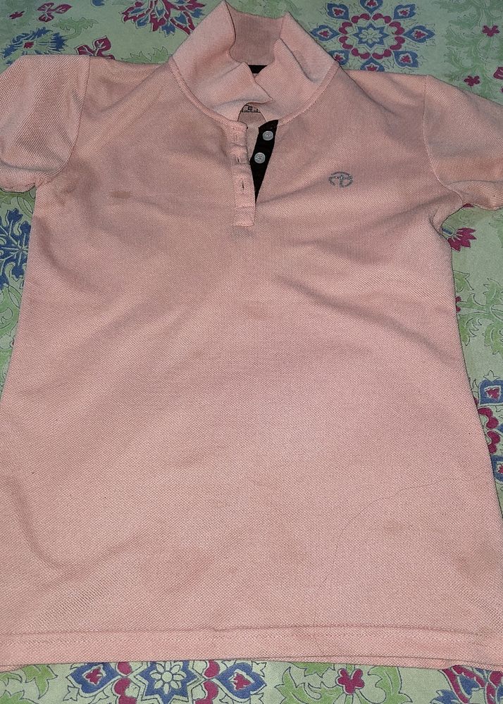 Twizt T Shirt For Girls (S) Orange Solid