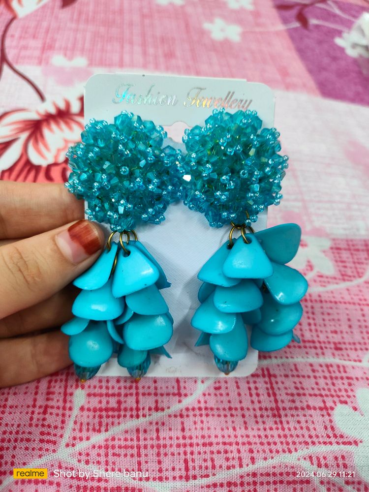 Blue Colour Hanging Earings