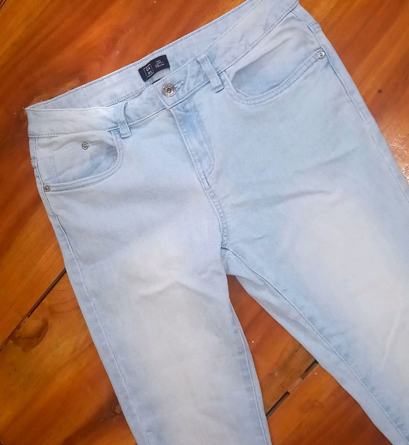 Mid Waisted Light Blue Jeans For Women