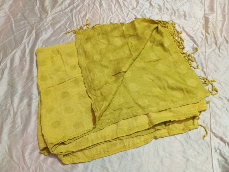 Yellow Printed Plain Stole Shawl (Women)
