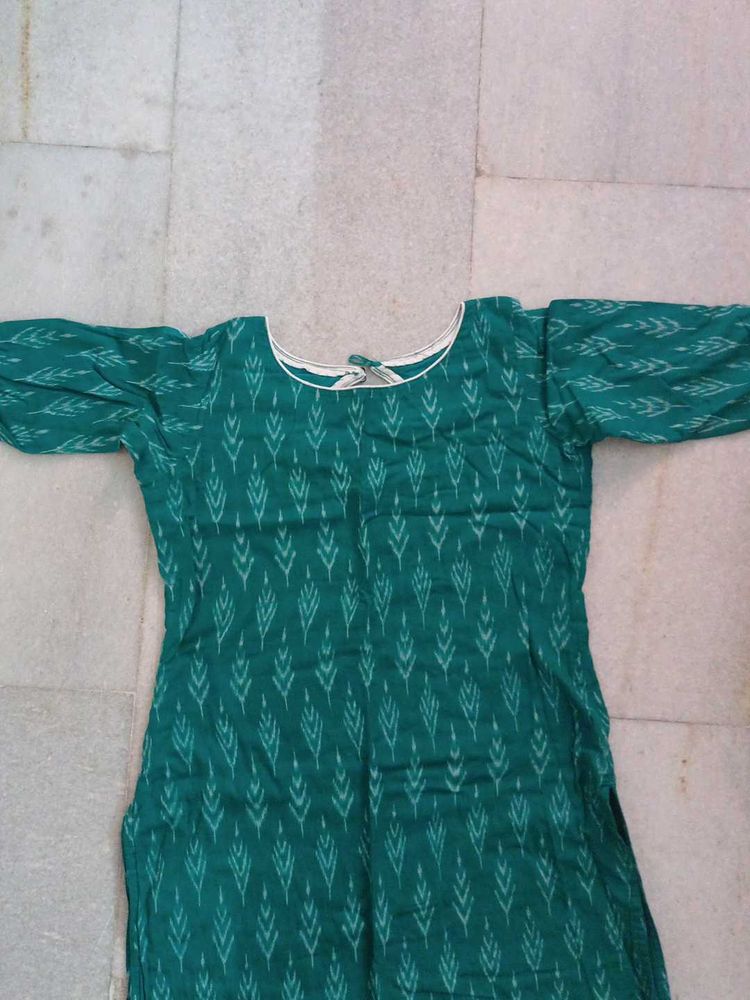 Vibrant Green Ikkat Kurta - Handcrafted