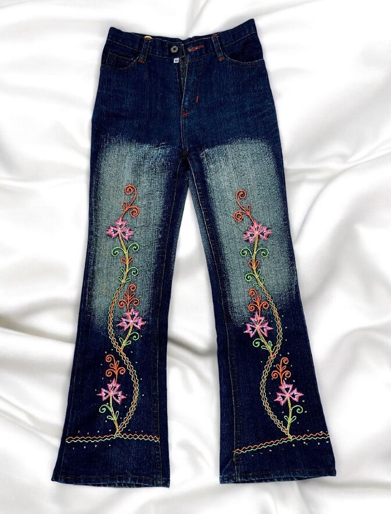 🌈 Embroidery Y2k Denim For Girls 🧞