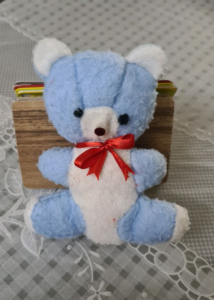 Sky Blue Teddy Bear with Red bow...a Stuffed Toy