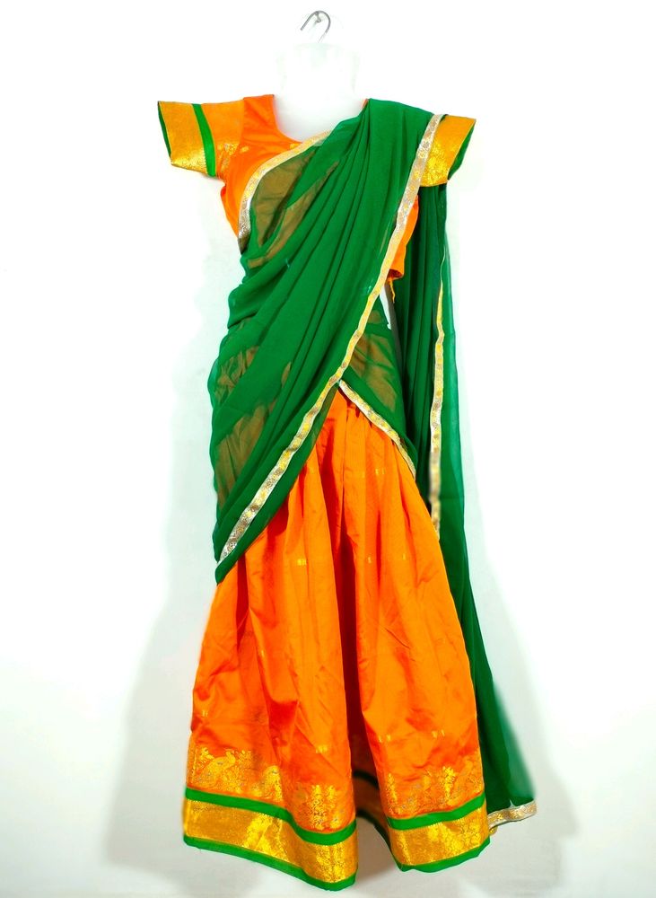 Orange And Green  Lehenga Sets (Women's)