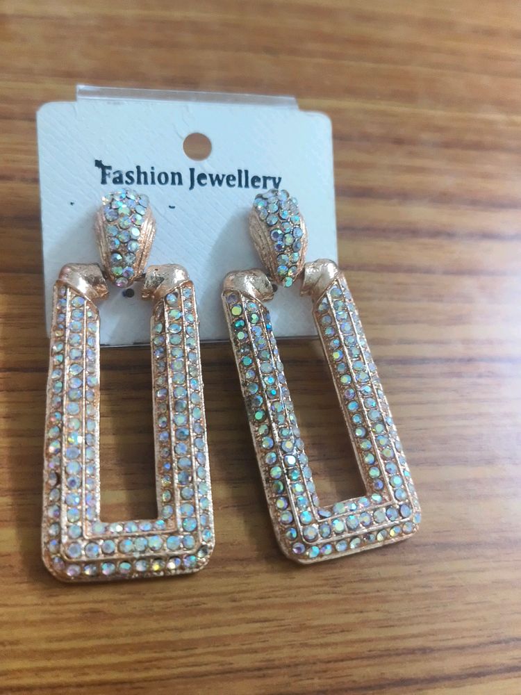 Gold Rectangle Jhumkas