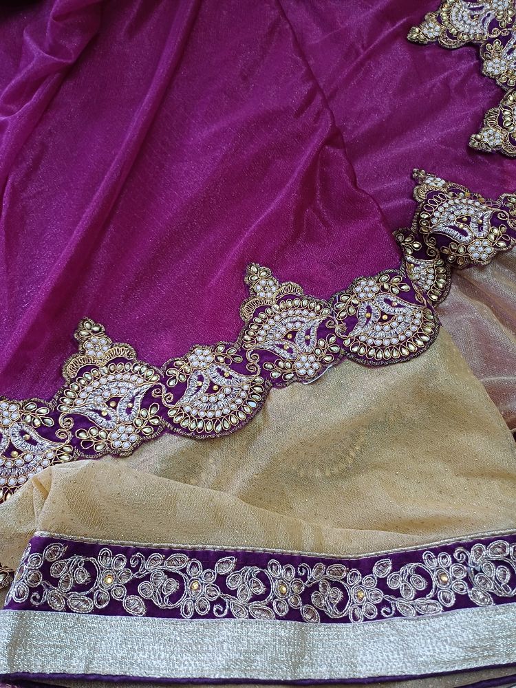 Beautiful Purple Saree With Blause