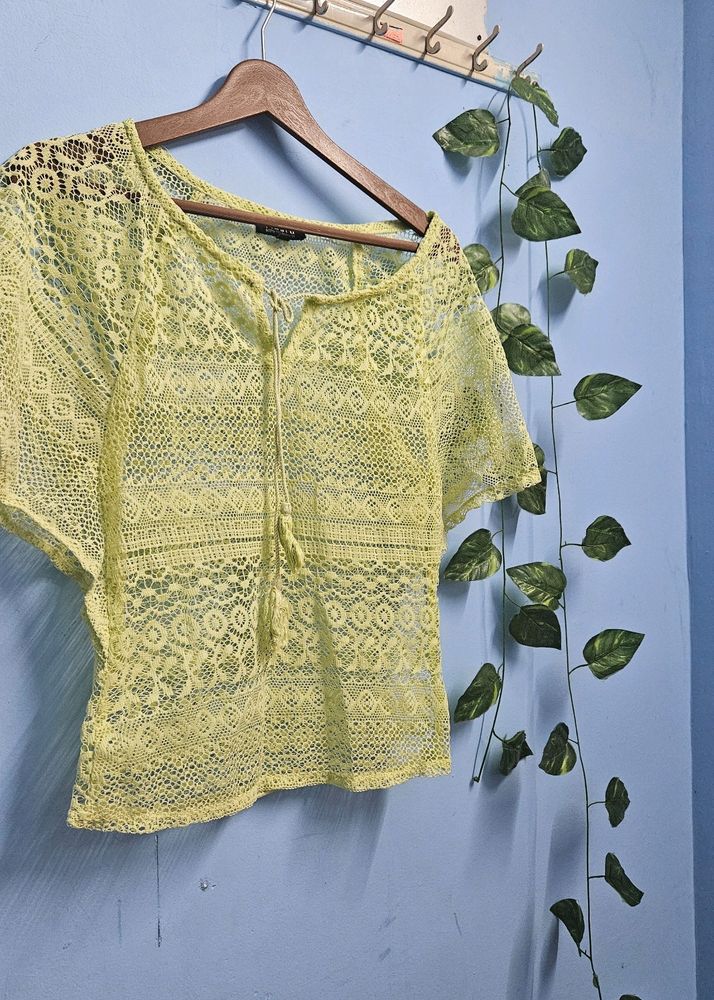 Lime Color Net Top