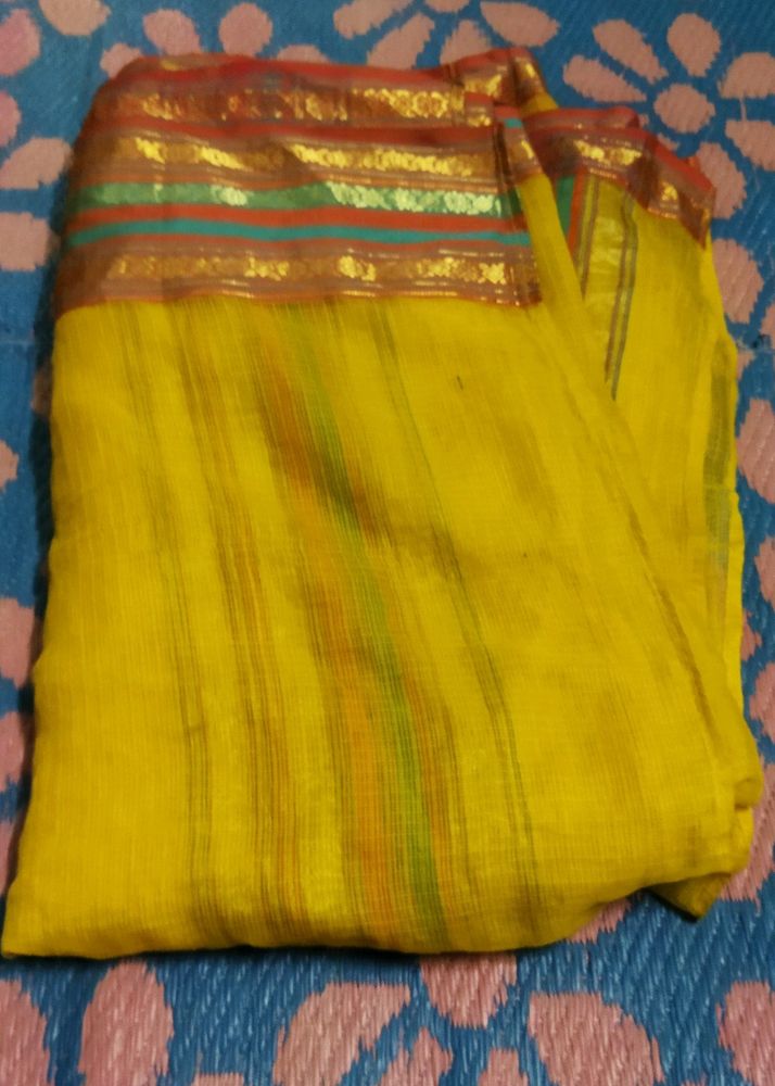 Yellow Saree With Beautiful Border