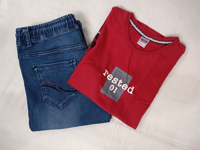 T-shirt Jeans Set With 1 Free Tshirt