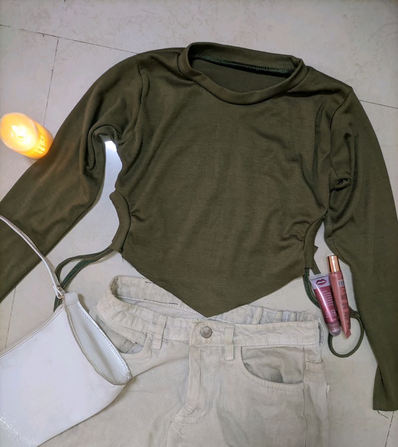 Olive Green Crop Top 💚✨