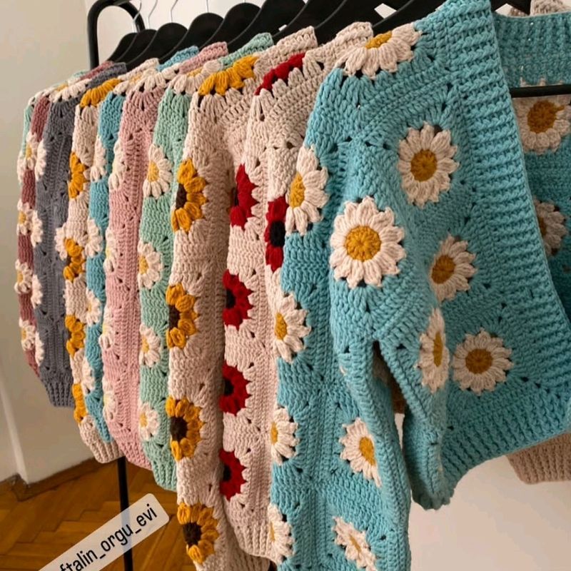 Granny Square Crocheted Cardigan