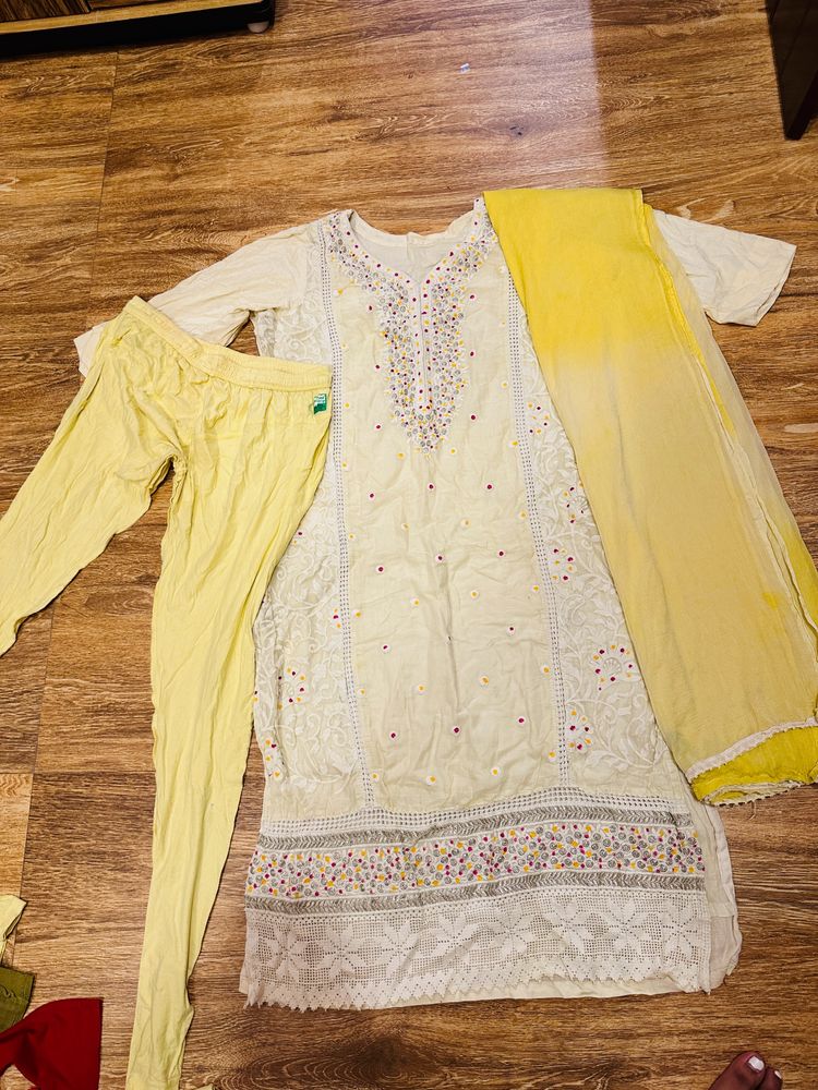 yellow kurti set