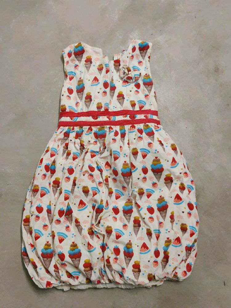 Ice Cream & Strawberry Printed Lovely Frock