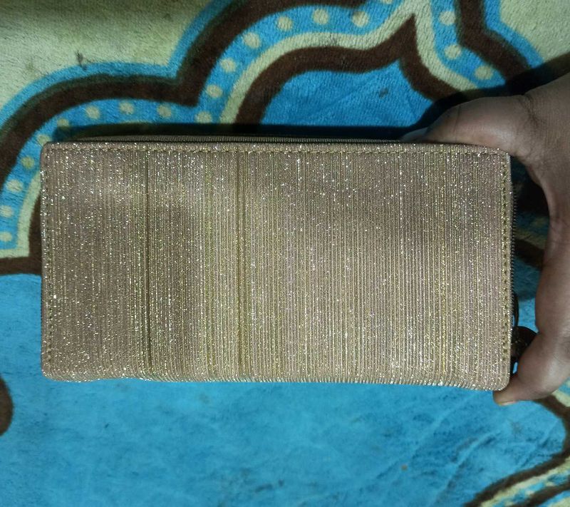 Long Shimmer Wallet With 2 Zips