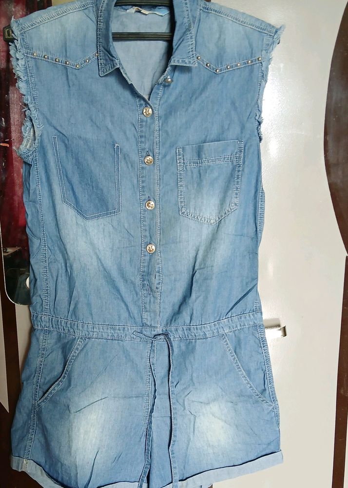 Denim Short Jumpsuit