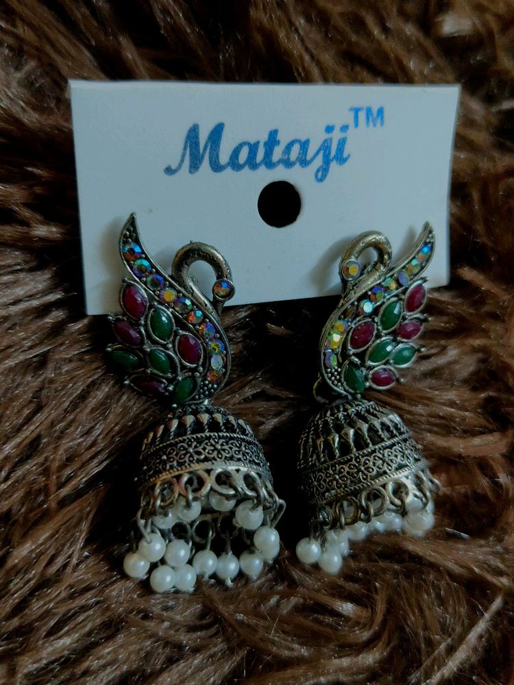 Traditional Jhummka Peacock Earrings