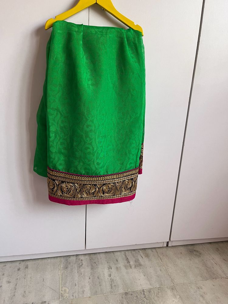 Embellished Jute Green Saree