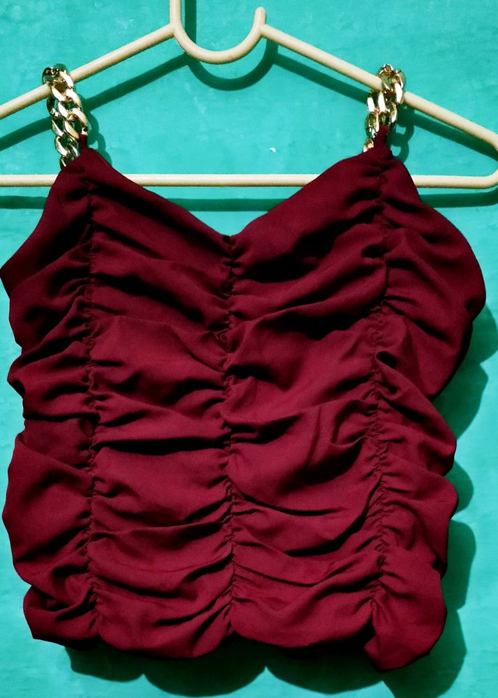 Party Wear Maroon Crop Top