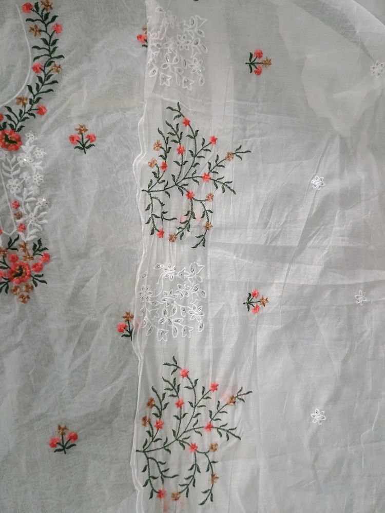 MAL-MAL COTTON KURTI WITH DUPATTA