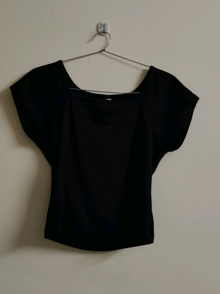 Square Neck Black Top