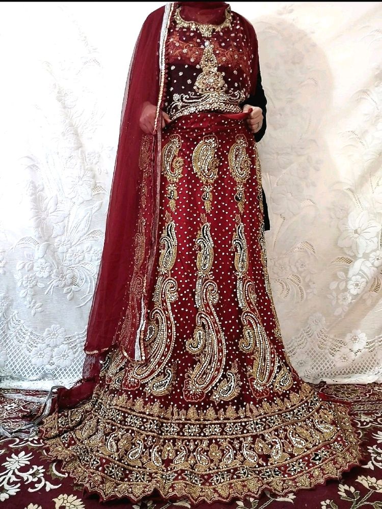 Beautiful Bridal Lehenga With Dabka And Stone Work